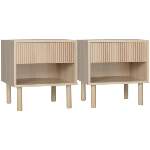Rootz 2 Piece Set Bedside Tables - Side Tables - Nightstands - Brown- Modern Style - 47 x 47 x 50 cm