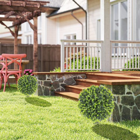 Rootz 2-Set Artificial Plants - Faux Boxwood Balls - Fake Eucalyptus - UV Resistant - Indoor Outdoor - Ø40cm x 56cm