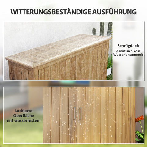 Rootz Wooden Garden Cabinet - Storage Chest - Tool Organizer - Weatherproof Design - 110cm x 50cm x 85cm