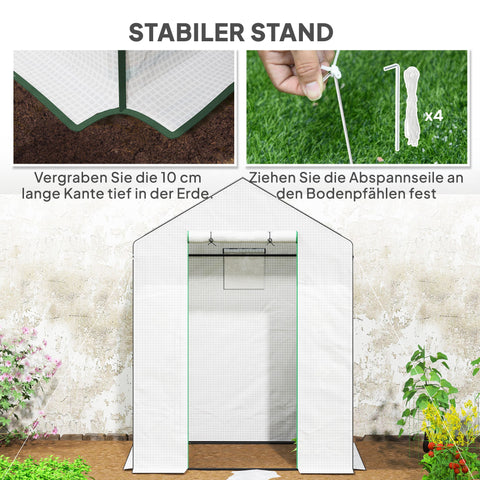 Rootz Walk-In Greenhouse with Shelves - Mini-Greenhouse - UV-Resistant - Optimal Ventilation - 143l x 74b x 190h cm