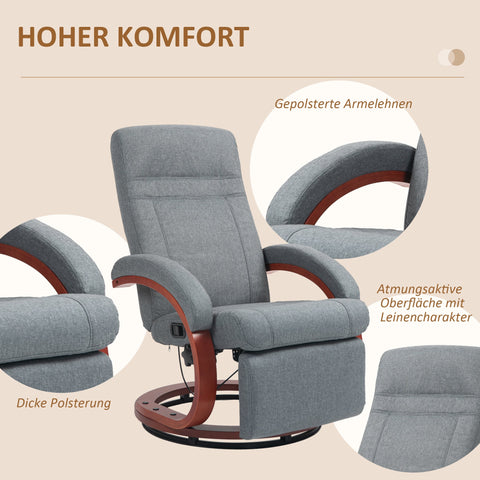 Rootz Reclining Chair - Lounge Chair - Recliner Chair - 360° Swivel - 68cm x 86cm x 100cm - Grey