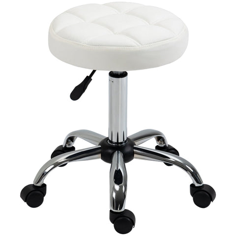 Rootz Swivel Stool - Rolling Stool - Height Adjustable Salon Stool - Faux Leather - Armless Design - Elegant Quilted Pattern - 35.5cm x 51-67cm