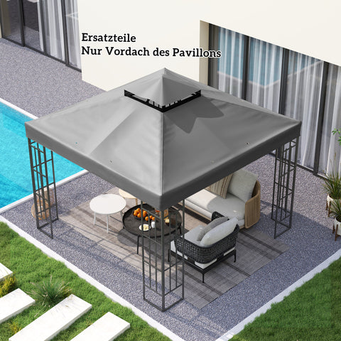 Rootz 3m x 3m Gazebo Replacement Roof - Gazebo Tarpaulin - Sun Shade - UPF30+ Protection - 300cm x 300cm