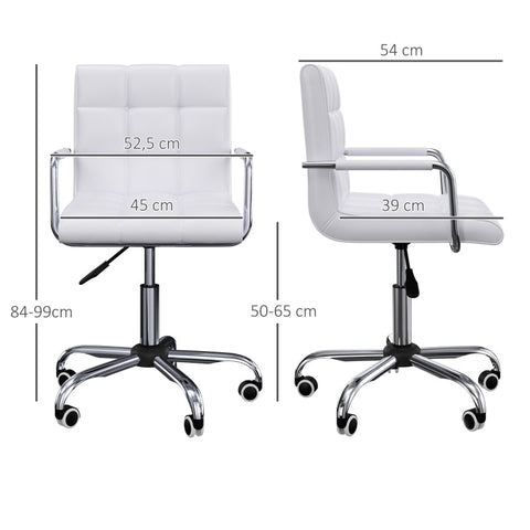 Rootz Office Chair - Swivel Chair - Ergonomic Chair - Height Adjustable - Ultimate Comfort - Durable and Sturdy - 52.5cm x 54cm x 84-99cm - White