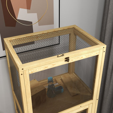 Rootz Wooden 5 Level Cage - Hamster Enclosure - Small Animal Habitat - Spacious Design - 54 x 38 x 131 cm