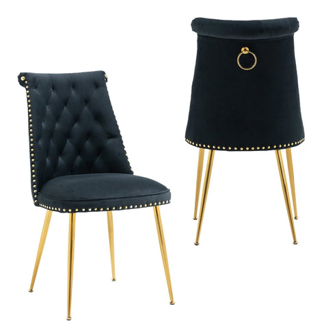 Rootz Set of Two Velvet Chairs - Upholstered Dining Chair - Elegant Accent Chairs - Ergonomic Comfort - 43.9cm x 62cm x 87.5cm