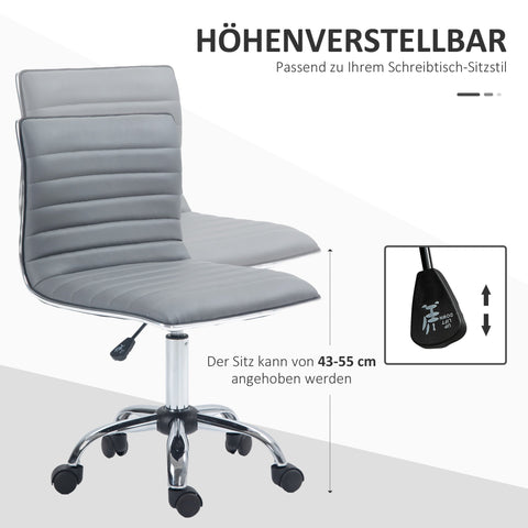 Rootz Height-adjustable Salon Chair - Swivel Chair - Office Chair - Maximum Comfort - 48 x 52 x 78-90 cm - Grey - Faux Leather