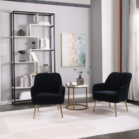 Rootz 2 Piece Velvet Leisure Seats - Lounge Chairs - Relaxation Chairs - Ergonomic Comfort - 64L x 72.8W x 77.9H cm