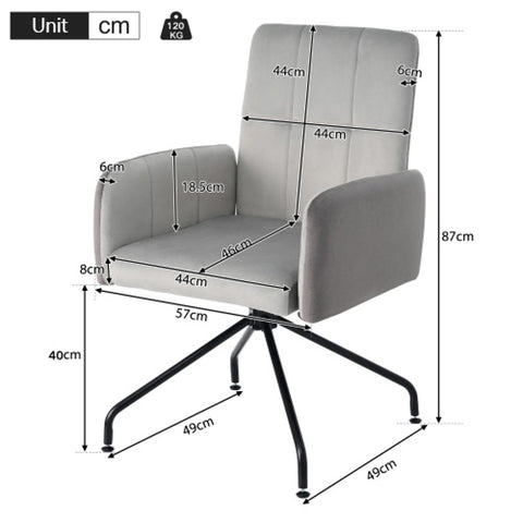 Rootz Velvet Dining Chair - Luxurious Seat - Ergonomic Armchair - Easy Assembly - 57L x 49W x 87H cm - Max Load 120kg