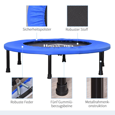 Rootz Fitness Trampoline – Mini Trampolines – Exercise Rebounder – Non-Slip Feet – 100kg Capacity – Ø91 x 22.5cm – Black+Blue