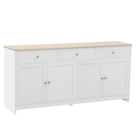 Rootz Rustic Sideboard - Country Style - Wood Grain Cabinet - Ample Storage - 160L x 37B x 75H cm
