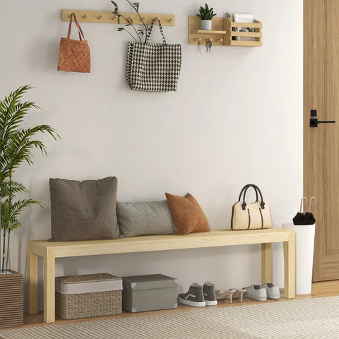 Rootz Upholstered Benches - Space 3 People - Up To 330 Kg - Pinewood - Natural -175 x 33 x 45 Cm