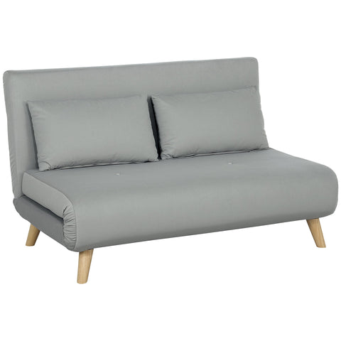 Rootz 2-Seater Sofa - Relax Sofa - Couch with Sleep Function - Velvet Optics, Incl. 2 Pillows, 130 x 78 x 79 cm, Grey