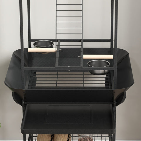 Rootz Bird Playground on Wheels - Avian Activity Center - Parrot Playstand - Portable Fun - 62.5cm x 62.5cm x 155cm