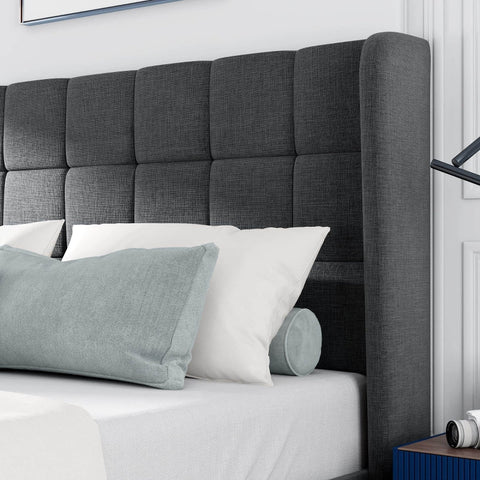 Rootz Double Bed with Headboard - Elegant Bed - Comfortable Bed - Optimal Support - 146L x 208W x 111H cm