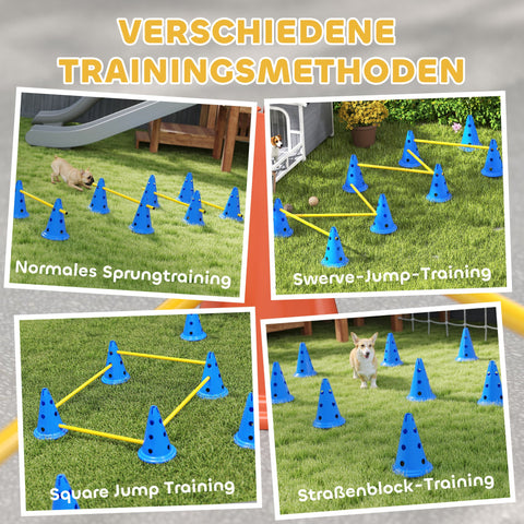 Rootz Dog Agility Set – 6-Piece Training Hurdle Kit – Obstacle Course, Exercise Set – Improves Coordination – Blue/Yellow – 80x22.5x30cm