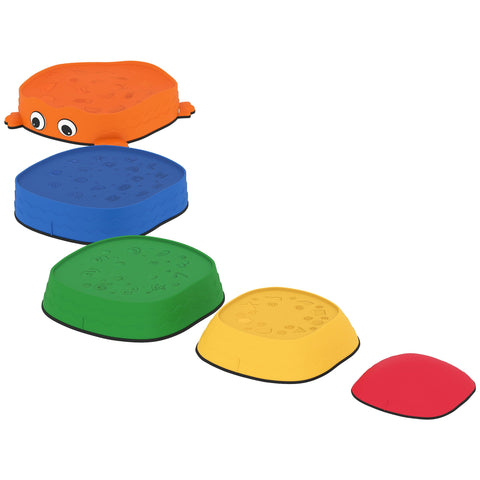 Rootz 5-Set Trittstein Balance Stones - Stackable Frog Shape - Exercise Play - Safe Plastic - 33.5cm x 33cm x 28cm