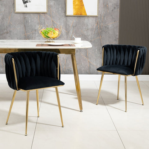 Rootz Velvet Dining Chair Set of 2 - Upholstered Chairs - Padded Seating - Maximum Comfort - 54cm x 52cm x 72cm