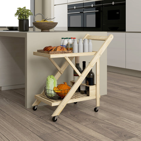 Rootz Kitchen Cart on Wheels - Serving Trolley - Rolling Bar Cart - Space-Saving Design - 66cm x 40cm x 70cm