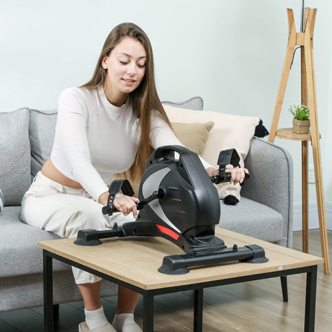 Rootz Mini Training Bike - Foot Pedal Trainer - Arm & Leg Exerciser - 8 Resistance Levels - LCD - 58x48x37cm - Compact, Noiseless Fitness Solution