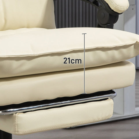 Rootz Ergonomic Office Chair - Computer Chair - Swivel Chair - Faux Leather - Adjustable Height - Beige - 66cm x 72cm x 130cm