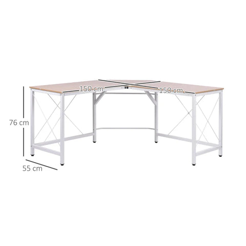 Rootz Computer Table - L-shape Desk - Work Table - Office Table - Corner Desk - Angle Desk - MDF - Natural - 150 x 150 x 76 cm