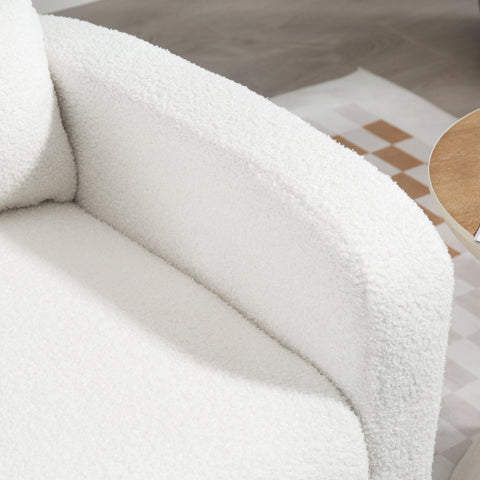 Rootz Modern White Armchair - Upholstered Seating - Living Room Chair - Lumbar Pillows Support - 76cm x 89.5cm x 53cm