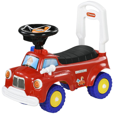 Rootz Fire Truck Walker for Kids - Push Vehicle - Baby Car with Music - Storage Space - 49cm x 24cm x 42cm