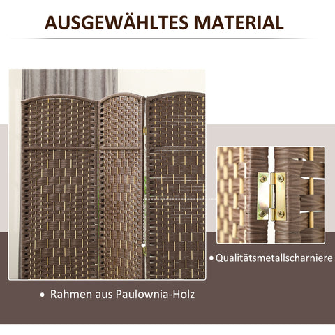 Rootz Room Divider - Foldable Partition - Privacy Screen - Pine Wood Frame - 135cm x 1.7cm x 180cm - Elegant Brown Finish