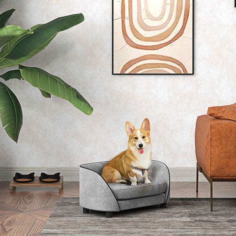 Rootz Pet Sofa Dogenofa - Dog Sofa - Cat Couch - Removable Cover - Dutch Velvet Comfort - 67cm x 43cm x 31cm