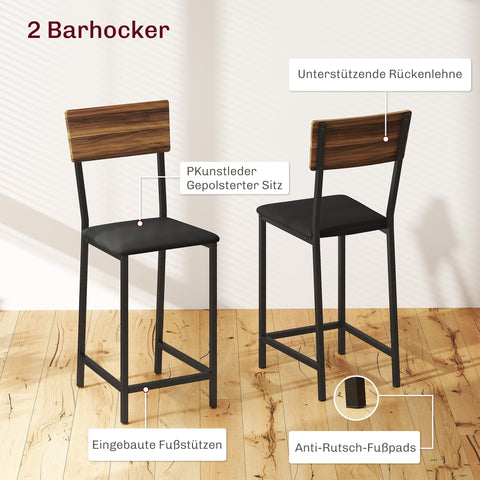 Rootz 3-Part Bar Table Set - Pub Table - High Top Table - Wine Storage - 110-140cm x 40cm x 116cm