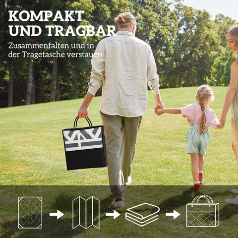 Rootz Outdoor Carpet - Weatherproof Boho-Style Rug - Foldable Balcony Mat - Easy to Clean - 182 x 274 cm - Black & White