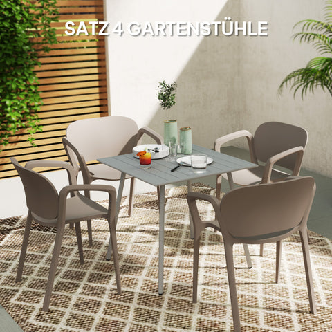 Rootz 4 Piece Set Garden Chairs - Outdoor Furniture - Stacking Armchairs - Weatherproof & UV Resistant - 60x56x75 cm
