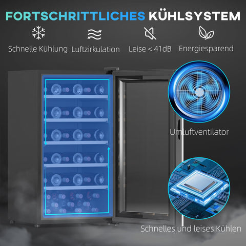 Rootz Wine Refrigerator - Beverage Fridge - Wine Cooler - LED Display - 45.1x53.8x79.8cm - 41 Bottle Capacity