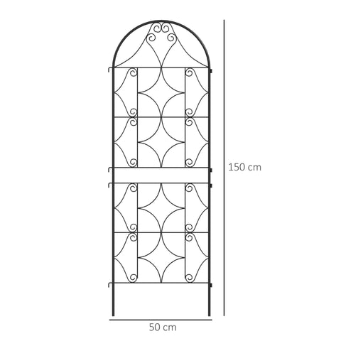 Rootz Metal Trellis Set - Rose Grille - Climbing Plant Support - Rust-Free - Enhances Garden Aesthetics - 50x150 cm, Black