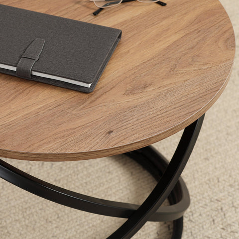 Rootz Round Coffee Table - Industrial Design - Side Table - Elegant Touch - Black & Brown - Ø 60 x 46H cm