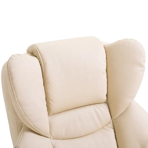 Rootz Relaxation Chair With Stool - Reclining Function - Rotatable - Up To 160 Kg - Faux Leather - Metal Frame - Cream - 80 x 79 x 100 cm