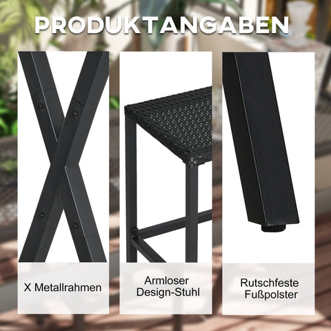 Rootz Outdoor Rattan Bar Furniture Set - Patio Bar Set - Garden Bar Set - Durable & Weatherproof - Comfortable Seating - Stylish Design - 147cm x 135cm x 230cm