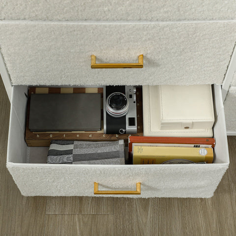 Rootz Fabric Dresser - Storage Chest - 9 Drawer Organizer - Versatile and Elegant - 99cm x 30.5cm x 28cm - Cream White