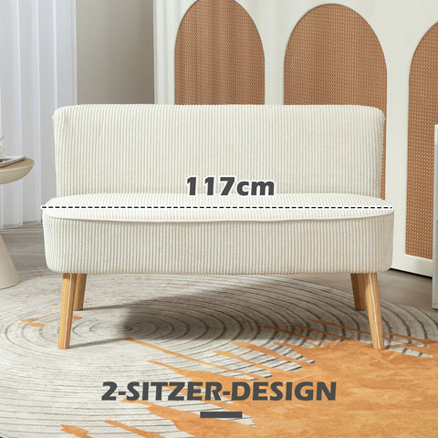 Rootz 2-Seater Sofa - Loveseat - Couch - Soft Padding - Easy-Care Fabric - 117cm x 56.5cm x 77cm