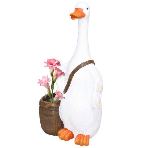 Rootz Swan Flower Pot with Shoulder Bag - Garden Planter - Outdoor Flower Container - Weatherproof - Promotes Healthy Root Growth - Versatile Placement - 32cm x 18cm x 60cm - White Brown Resin