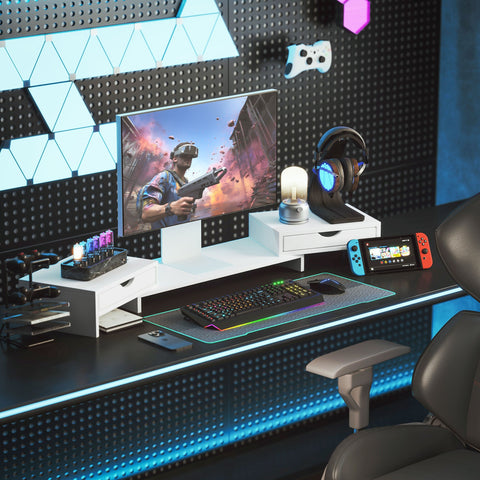 Rootz Adjustable Monitor Stand - Computer Table Stand - PC Screen Riser - Enhances Visual Comfort - 60-116cm x 22cm x 12cm