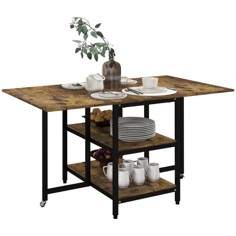 Rootz Eettafel - Opvouwbare eettafel - Industrieel Design - Staal - Spaanplaat - Bruin + Zwart - 140 cm x 80 cm x 75 cm