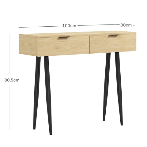 Rootz Scandinavian Console Table - Entrance Console - Narrow Entry Table - Spacious Worktop - 100cm x 30cm x 80.5cm