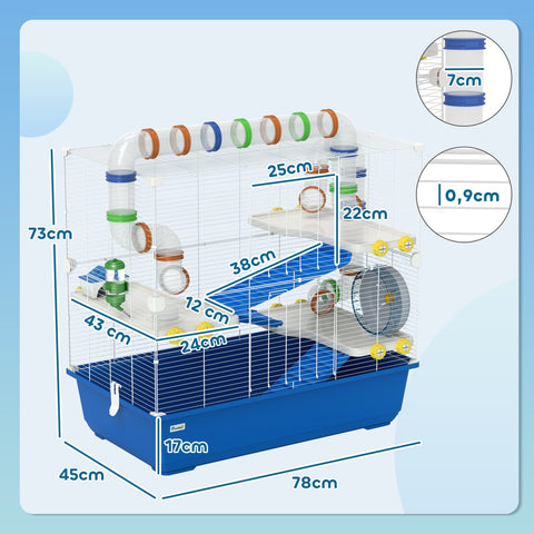 Rootz 4 Level Hamster Cage - Small Animal Habitat - Pet Enclosure - Entertaining Tube System - 78cm x 45cm x 73cm