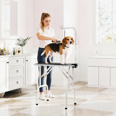 Rootz Dog Grooming Table - Pet Grooming Station - Foldable Table - Non-Slip Surface - Sturdy & Safe - 81x48.5x80 cm - Black
