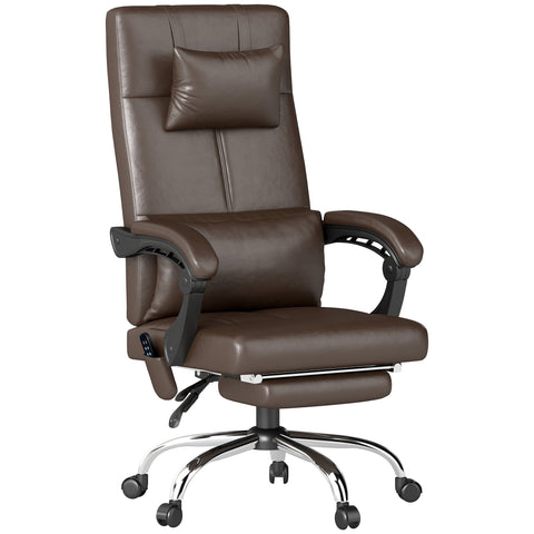 Rootz Ergonomic Office Chair - Massage Recliner - Desk Seating - Comfort & Style - 66cm x 67cm x 115-123cm - Brown