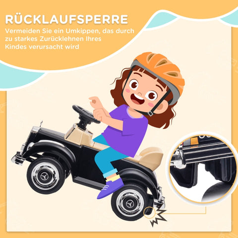 Rootz Ride-On Kinderauto - Elektrische kinderauto - Speelgoedvoertuig - Opbergruimte - Anti-omkantelapparaat - 77,5 cm x 41,5 cm x 45 cm - Kunststof en metaal - Zwart