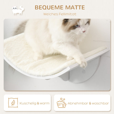 Rootz Cat Shelf - Wall-Mountable Cat Lounger - Cat Climbing Wall - Feline Furniture - Chipboard - Fleece Cover - 41cm x 28cm x 21cm