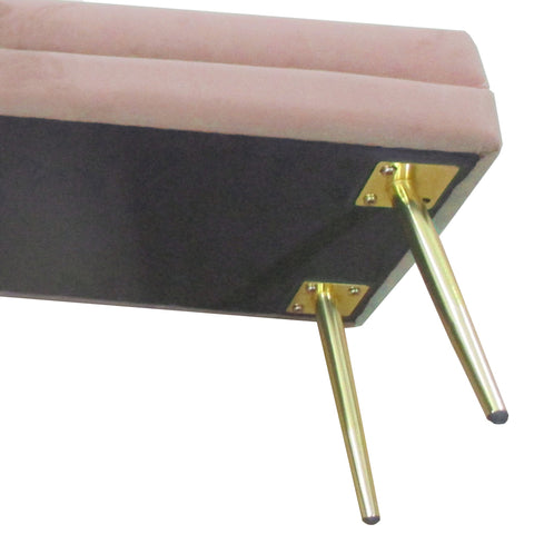 Rootz Pink Upholstered Bench - Storage Ottoman - Decorative Seat - Extra Storage - 100 x 37.5 x 42 cm